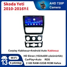 Victor Volkswagen Skoda Yeti 2010-2016 Android Sürüm 13 Kablosuz Carplay Navigasyon Multimedya 10 Inç Ekran 4G Ram + 32GB Hafıza Çerçeveli ve arka görüş kameralı