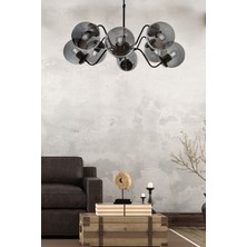 Woodhub Karmen 8.li Siyah Füme Glob Camlı Avize