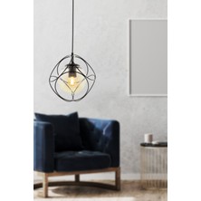 Woodhub Suna Tekli Siyah-Bal Camlı Avize