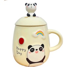 Hun Sevimli Panda Seramik Kupa, 10X8,5 Beyaz, Mug