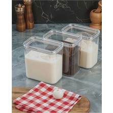 Silkyra Crsytal Clear Serisi Plastik Saklama Kabı,vakum Silikon Conta 2 Lt Hacim,3 Adet