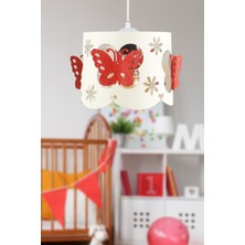 Woodhub Alara Tekli Avize Beyaz Kırmızı Kelebek