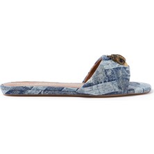 Kurt Geiger Topuklu Ayakkabı Kensington Denim Flat Sandals Rahat Şık