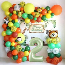 Bkmc Party Yeşil Rakamlı Safari Temalı Doğum Günü Parti Seti Süsü