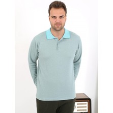 Akbeniz Erkek Polo Yaka Uzun Kol Penye Pijama Takımı 6862 Su Yeşili