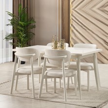 Eymense Masal Modern 4 Sandalyeli Açılır Masalı Yemek Masası Takımı Ön Yüzler MDF
