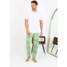 Akbeniz Erkek Ekoseli Desen Penye Tek Alt Pijama 27540 Yeşil