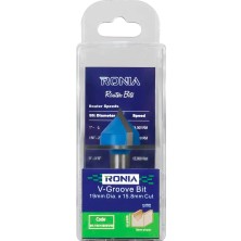 Ronia Ahşap Freze Bıçağı 09-19015808V90  Kavisli V-Yivli 90 Derece  Freze Ucu Sap 8 mm 