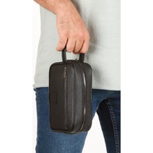 Newish Polo Erkek Siyah Deri Portföy Clutch Traş Kozmetik Bakım ve Günlük El Çantası newpolo269