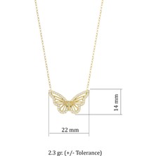 Shiny Spectra Kelebek Kolye 925 Ayar Gümüş Zirkon Taşlı Sarı Renk