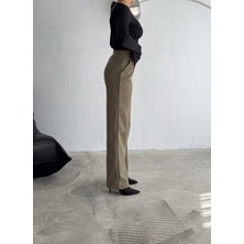 Win Moda Kadın Kaşe Pantolon Geniş Paça Baggy Yüksek Bel Maxi