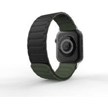 AktarMobile Apple Watch 6 5 4 3 2 1 Se 42 44 mm Uyumlu Mıknatıslı Silikon Kordon Çift Renkli Magnetik Kayış