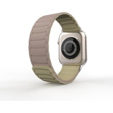 AktarMobile Apple Watch 10 / 11 42 mm Uyumlu Mıknatıslı Silikon Kordon Çift Renkli Magnetik Kayış Soft Tone Strap