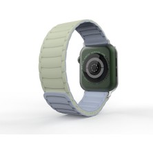 AktarMobile Apple Watch 10 / 11 42 mm Uyumlu Mıknatıslı Silikon Kordon Çift Renkli Magnetik Kayış Soft Tone Strap