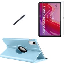 Wowacs Lenovo Tab M11 TB-330FU Uyumlu Kılıf Dönebilen Standlı Tablet Kılıfı + Ekran Koruyucu + Kalem