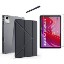 Coolacs Lenovo Tab M11 TB-330FU 11 Inç Uyumlu Tri Fold Kalemlikli Tablet Kılıfı Ekran Koruyucu Kalem Seti