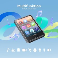 64GB Mp3 Çalar Bluetooth 5.3, 2.8" Dokunmatik Ekran, Fm Radyo, Ses Kaydedici, E-Kitap