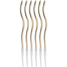 Pekshop Pasta Mumu Spiral Gold Renk Mum 6 Lı Altın Kıvrık Mum