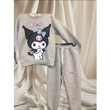 Eflin Butik Pembe Kuromi Gri Takım