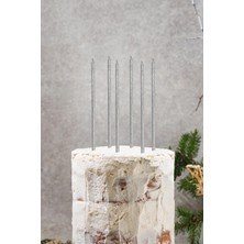 Pekshop Pasta Mumu Simli Gümüş Mum 6lı Paket