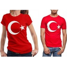 Unisex Kırmızı Türk Bayraklı Kısa Kol T-Shirt