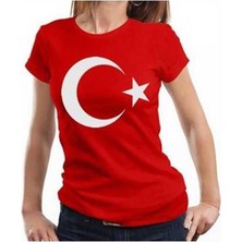 Unisex Kırmızı Türk Bayraklı Kısa Kol T-Shirt