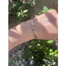 Anetta Jewelry Altın Kaplama Rose Gold Renk Dikdörtgen Şekilli Xuping ( 20 Cm) Çelik Bileklik Çelik takı