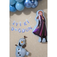 Pekshop Frozen Elsa Tema Doğum Günü Balon Süsleme Seti Karlar Ülkesi Tema Doğum Günü Süsleri Büyük Set Paketi