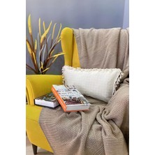 Sister Home Design Natural  Organik Pamuklu, Püsküllü, Dikdörtgen Kırlent Kılıfı