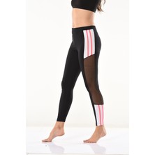 Dk Derya Kurşun Transparan Detaylı Şeritli Kadın Tayt 0584