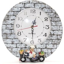 Gu Moda Duvara Asmalı Aşcı Tasarımlı Polyester Saat ALK1542