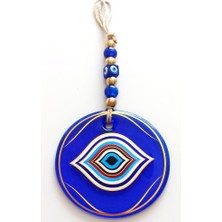 Ett Göz Model Yaldızlı El Yapımı Mavi Cam Duvar Süsü