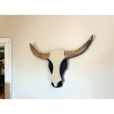 Doğal Ahşap Çam Ağacı Boğa Kafası Dekoratif Aplik Avize Duvar Dekoru (Işıksız)