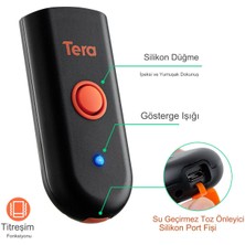 Tera Kablosuz Mini Barkod Tarayıcı, 1d Tarayıcı, Su Geçirmez,bluetooth ve 2.4g Kablosuz Taşınabilir 1100C