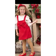 Saltare Kız Çocuk Kırmızı Jile ,body Ikili Takım Girls Red Christmas Dress Holidey Dress Party