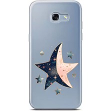 Zeyno Samsung A3-2017 Uyumlu Ay ve Yıldızlar Desenli Silikon Kılıf