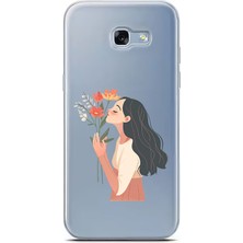 Zeyno Samsung A7-2017 Uyumlu Çiçek Kızı Desenli Silikon Kılıf