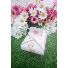 Emtory Home 25 Adet Pembe Ayıcık Balonlu Model Kalpli Hediye Kutusu - 6 Ay Kına Hediyelik - Şeker Kutusu - Baby