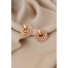 Cosita Üç Daire Vintage Gece Elbise Tasarım Rose Renk Küpe