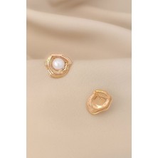 Cosita Inci Istiridye Modern Amorf Yüzey Luxury Rose Renk Küpe