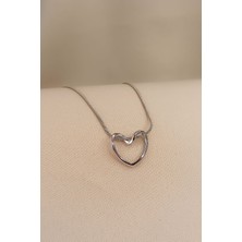 Cosita Kalp Büküm Minimal Tasarım Çelik Trend Silver Kolye