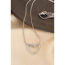 Cosita Kalp Büküm Minimal Tasarım Çelik Trend Silver Kolye