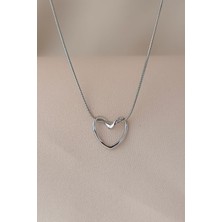 Cosita Kalp Büküm Minimal Tasarım Çelik Trend Silver Kolye
