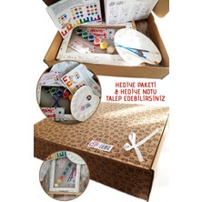 Lila Fil Sevimli Dinozor Minik Ressam Seti 20 x 30 cm Önçizimli Tuval 2 Adet Fırça Palet ve Boya