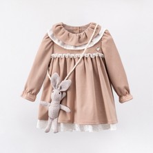 Cumino Rabbit Aksesuarlı Dantel Yakalı Kız Bebek Elbise