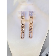 Sonat Collection Yeni Sezon Xuping Vip Seri Zirkon Taşlı Rose Gold Zincir Çelik Küpe