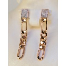 Sonat Collection Yeni Sezon Xuping Vip Seri Zirkon Taşlı Rose Gold Zincir Çelik Küpe