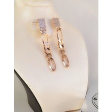 Sonat Collection Yeni Sezon Xuping Vip Seri Zirkon Taşlı Rose Gold Zincir Çelik Küpe