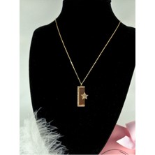 Sonat Collection Zirkon Taşlı Yarım Kare Yıldızlı Çelik Kolye