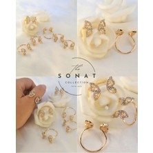 Sonat Collection Vip Seri Xupıng Solmaz, Kararma Yapmaz Gold Zirkon Taş Kelebekli Ayarlanabilir Yüzük
